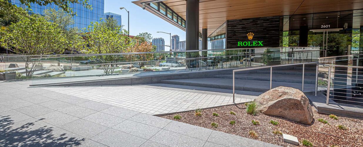 walkway landscape Rolex Building Dallas