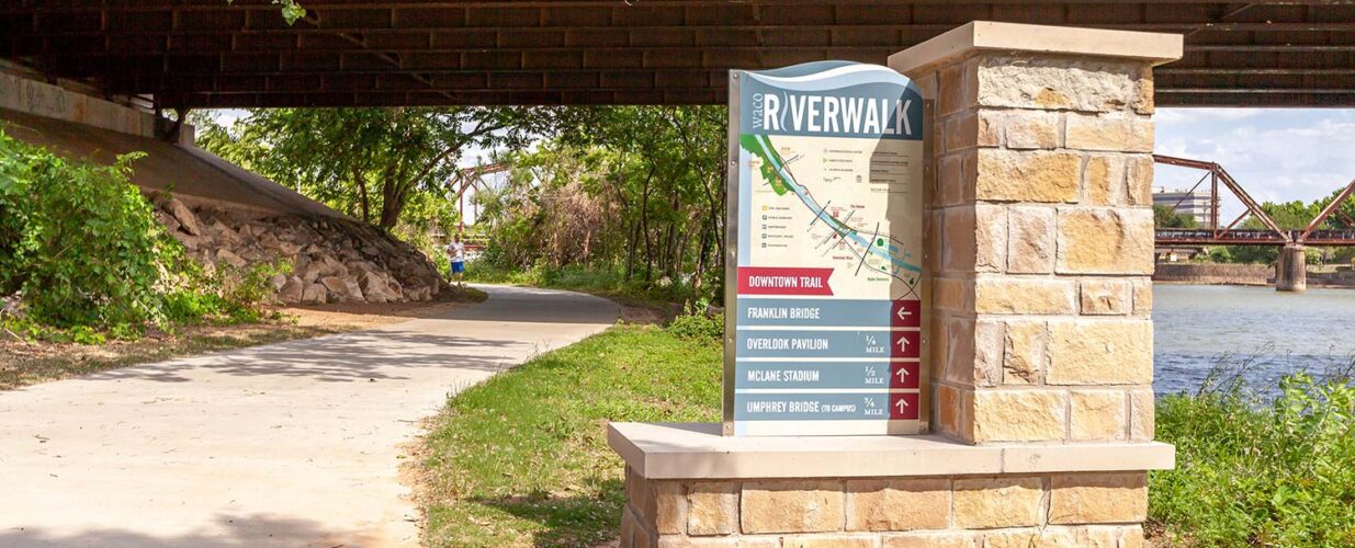 Downtown trail map for Waco Riverwalk